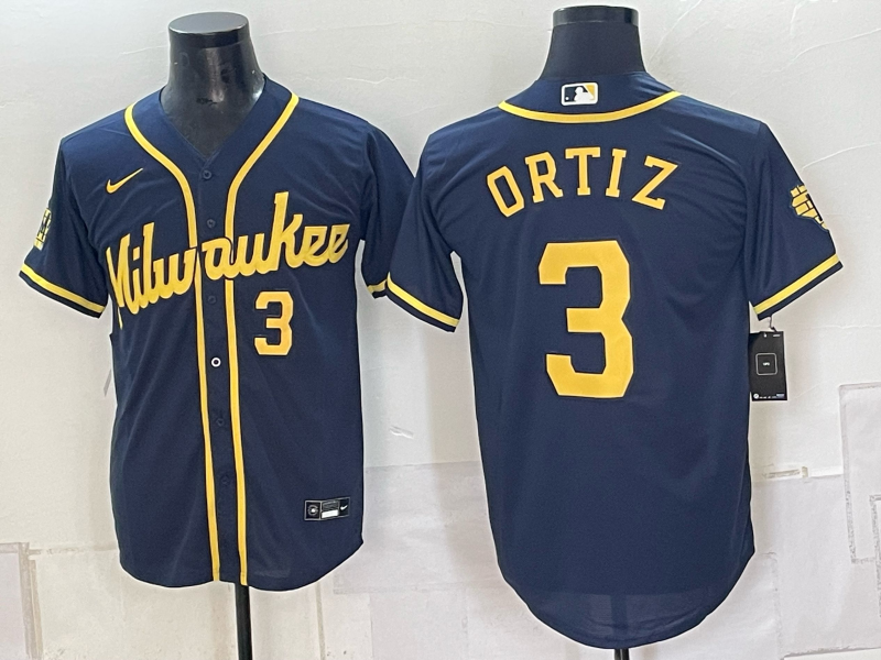 Men 2026 Milwaukee Brewers #3 Ortiz blue Game Nike MLB Jersey 092402->atlanta braves->MLB Jersey